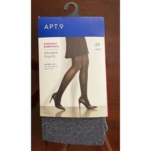 Apt. 9 Opaque Tights 2X Charcoal Heather Control Top Plus Size‎ NWT